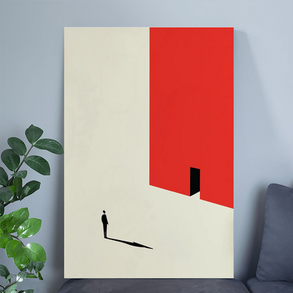 Geometric Minimalist Poster, Architecture Poster, Red Poster, Beige Poster, Modern Art Print, Crimson Red, Graphic Design, Illustration