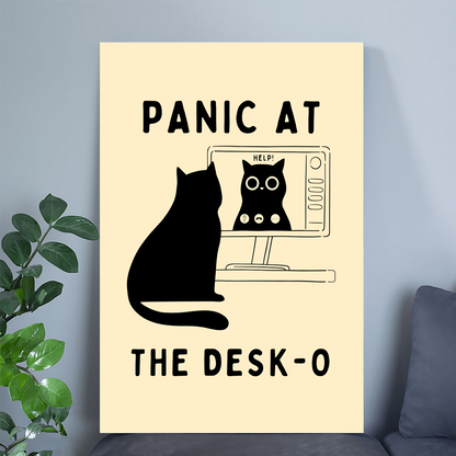 Funny Black Cat Art, Motivational Poster, Desk Decor, Above Bed Decor, Corporate Gift, Trendy Poster, Meme Cat