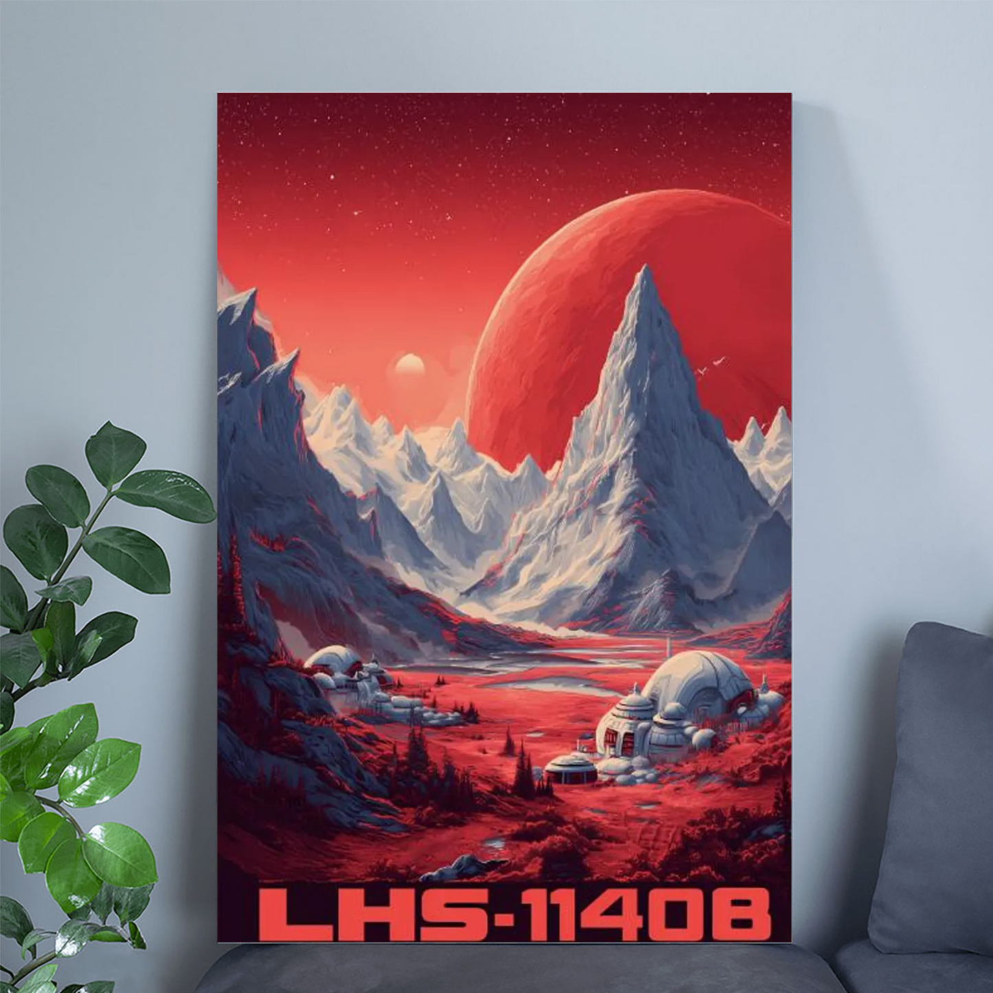 Futuristic LHS 1140B Travel Poster Retro Futurism Sci Fi Super Earth Illustration Space Colony Alien Landscape Retro Cosmic Style 2 Wall Poster