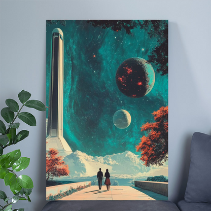 Retro Futuristic Galaxy Park Poster | Midcentury Modern Sci-Fi Wall Art