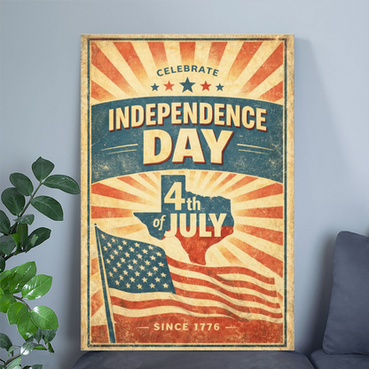 United States 250 Minimal Typography Poster, 1776-2026 Anniversary Printable Wall Art, Navy Cream Patriotic