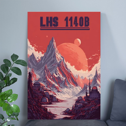 Futuristic LHS 1140B Travel Poster Retro Futurism Sci Fi Super Earth Illustration Space Colony Alien Landscape Retro Cosmic Style 3 Wall Poster