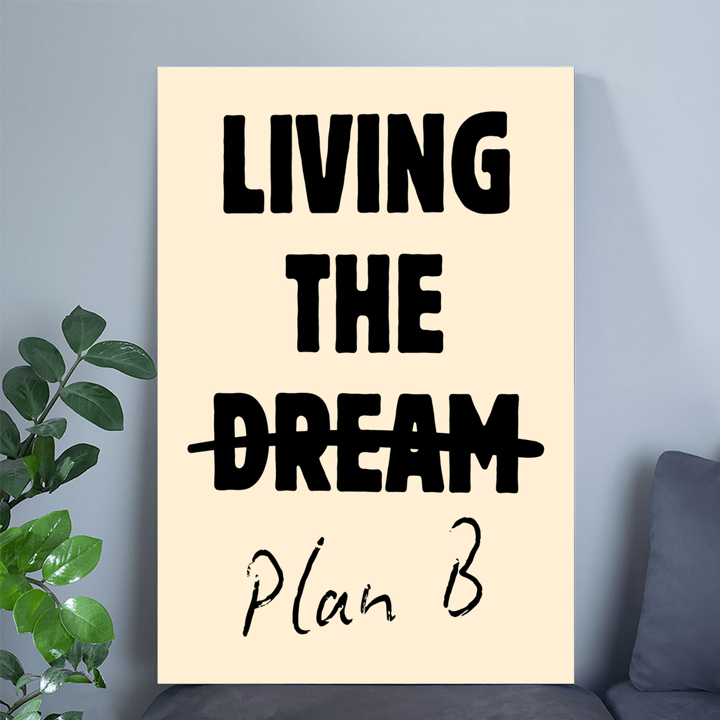 Living The Dream Digital Print, Funny Sarcastic Wall Art, Minimalist Quote Poster, Humorous Office Decor