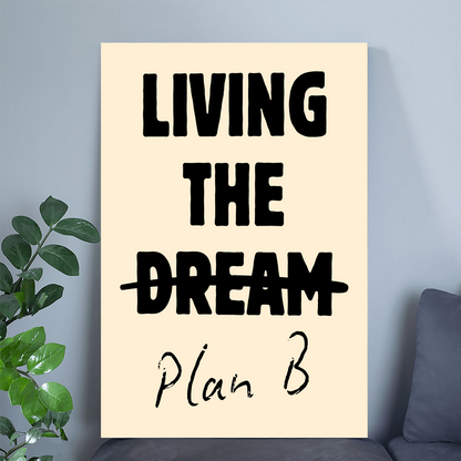 Living The Dream Digital Print, Funny Sarcastic Wall Art, Minimalist Quote Poster, Humorous Office Decor