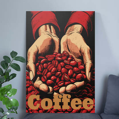 Coffee Beans Wall Art, Hands Holding Coffee Beans Poster