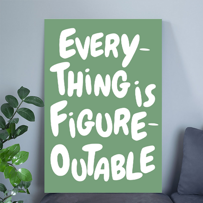 Everything Is Figureoutable Print Uplifting quote Inspirational Wall Art Sage Green Office Print Motivational Wall Art Affirmation Poster