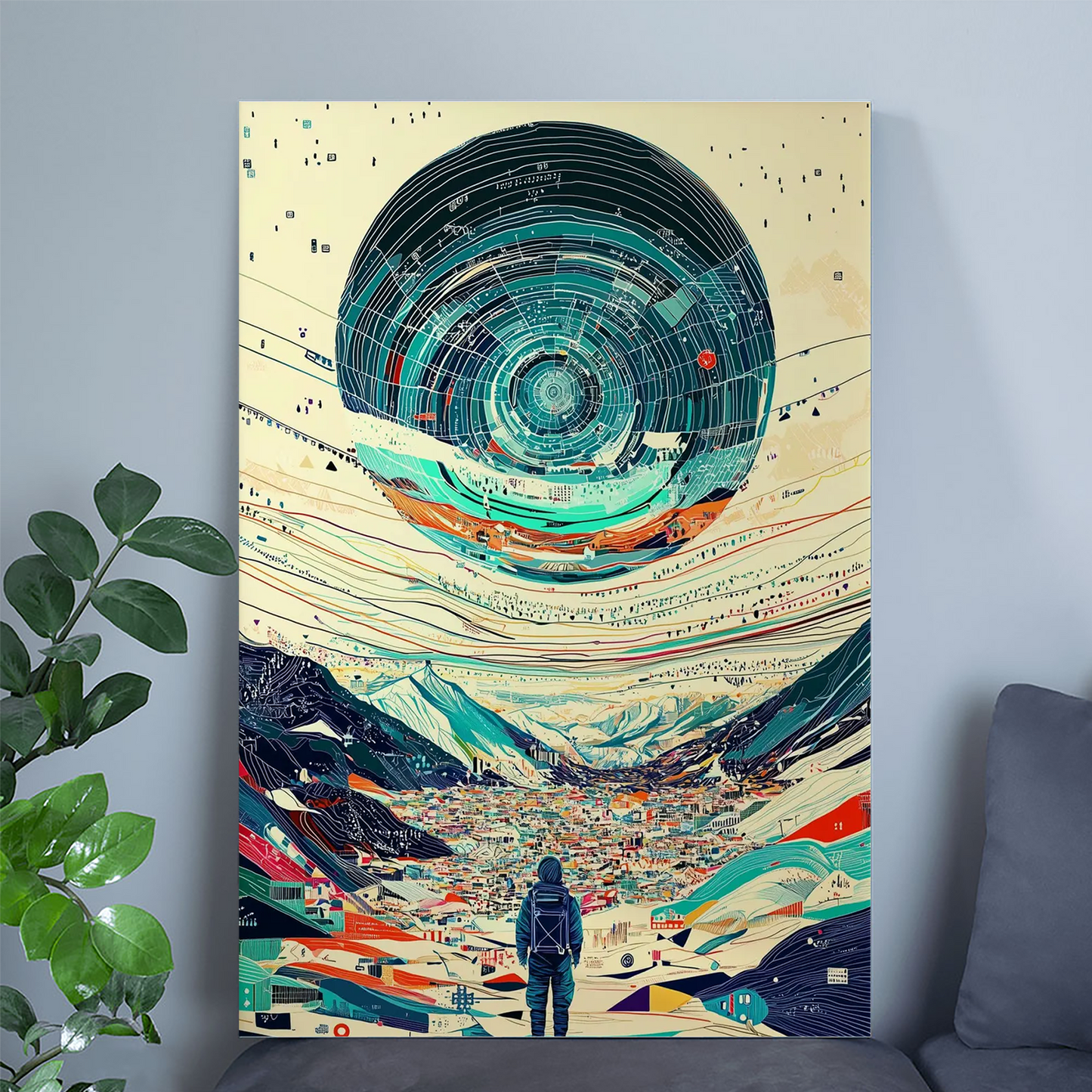 Cosmic Wilderness Exploration - Futuristic Landscape Poster, Vibrant Art Print for Modern Home Decor