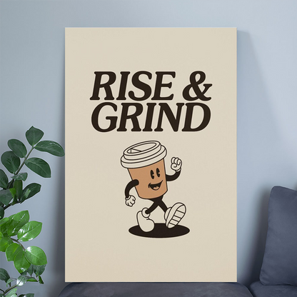 Home Decor Printable Art Poster, Coffee Lover Gift, Inspire Your Space, Rise & Grind Motivational Poster