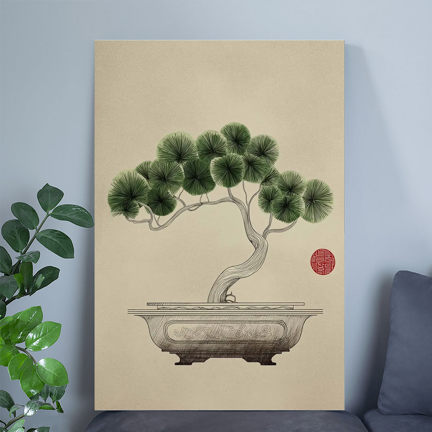 Bonsai Tree Poster, Japanese Wall Art Print, Zen Minimalist Decor, Tranquil Nature Meditation Home Print