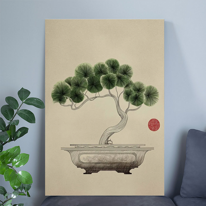 Bonsai Tree Poster, Japanese Wall Art Print, Zen Minimalist Decor, Tranquil Nature Meditation Home Print