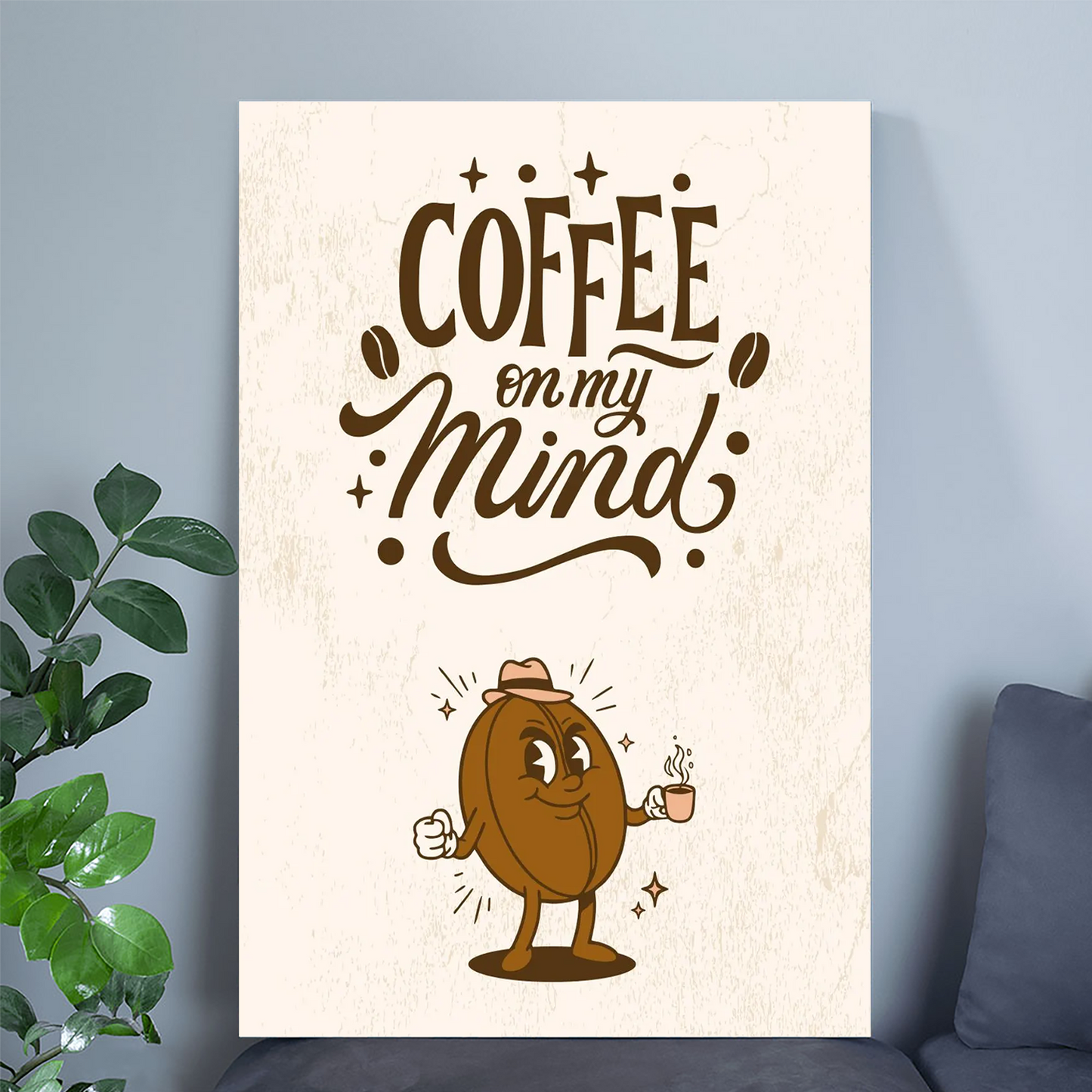 Coffee On My Mind Printable Wall Art | Cute Coffee Bean Poster | Kitchen Decor