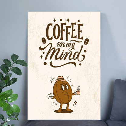 Coffee On My Mind Printable Wall Art | Cute Coffee Bean Poster | Kitchen Decor