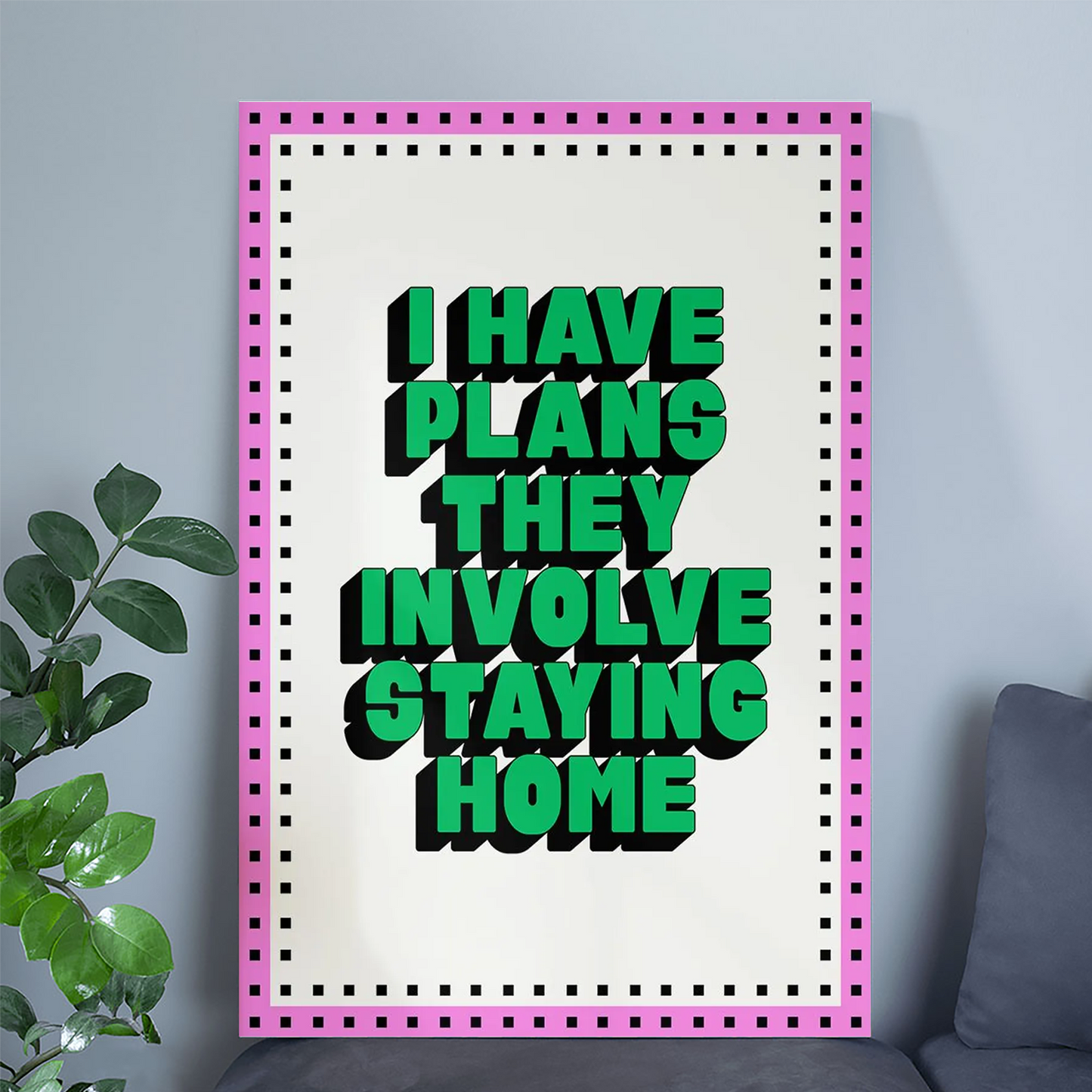 I Have Plans Poster, Funny Introvert Wall Art, Retro Typography Printable