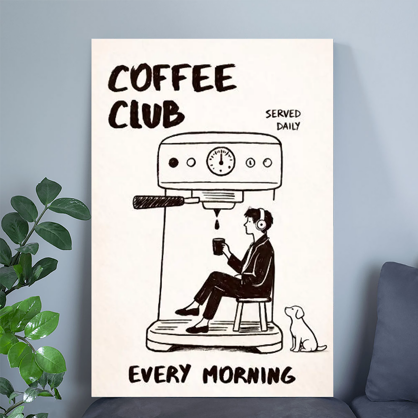 Coffee Club Art Print | Espresso Poster | Blue Kitchen Decor | Cafe Wall Art Style 1