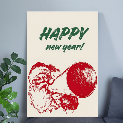 Vintage Santa Claus Happy New Year Poster, One Sheet Wall Size 24''x36''