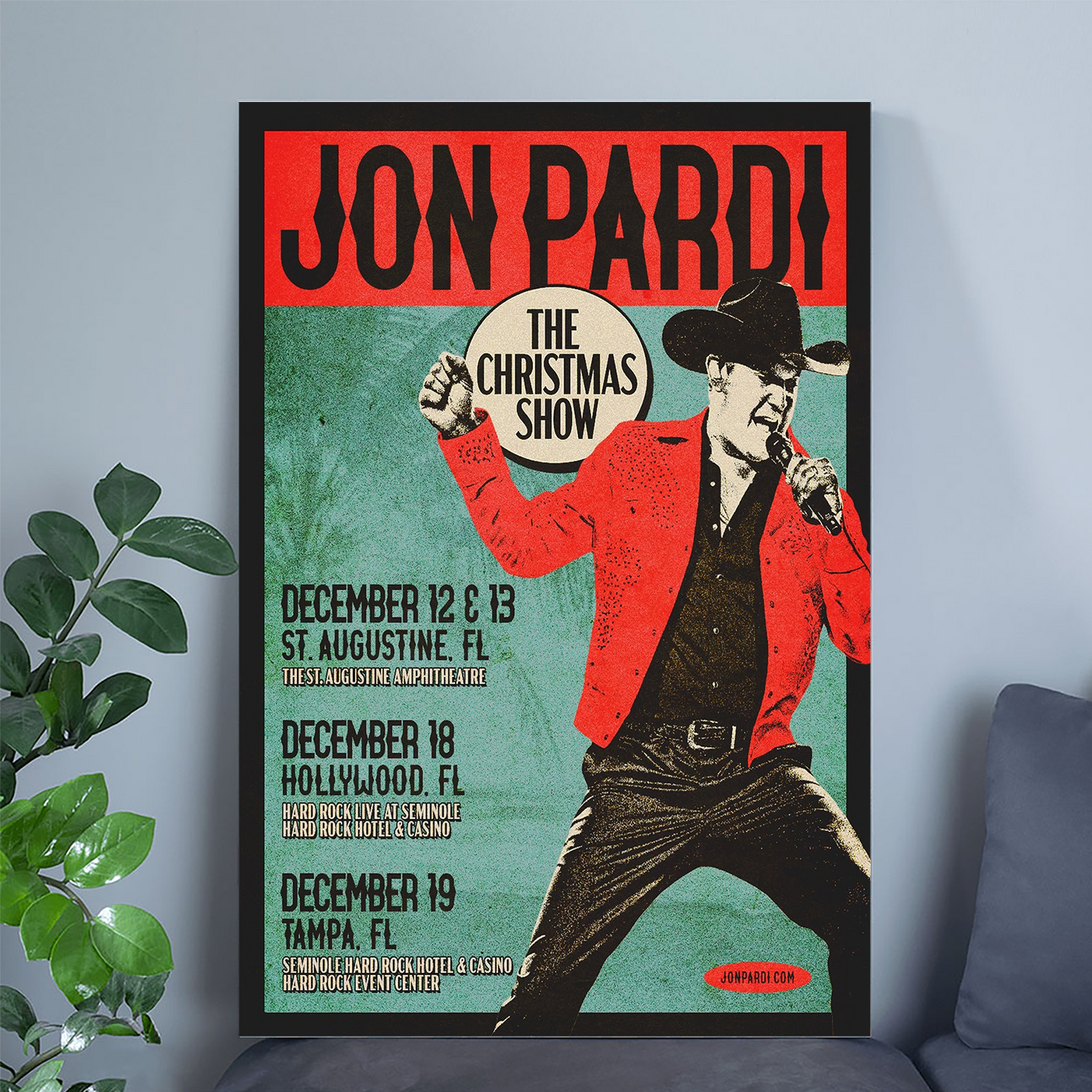 Jon Pardi Christmas Show Florida Size 24''x36''