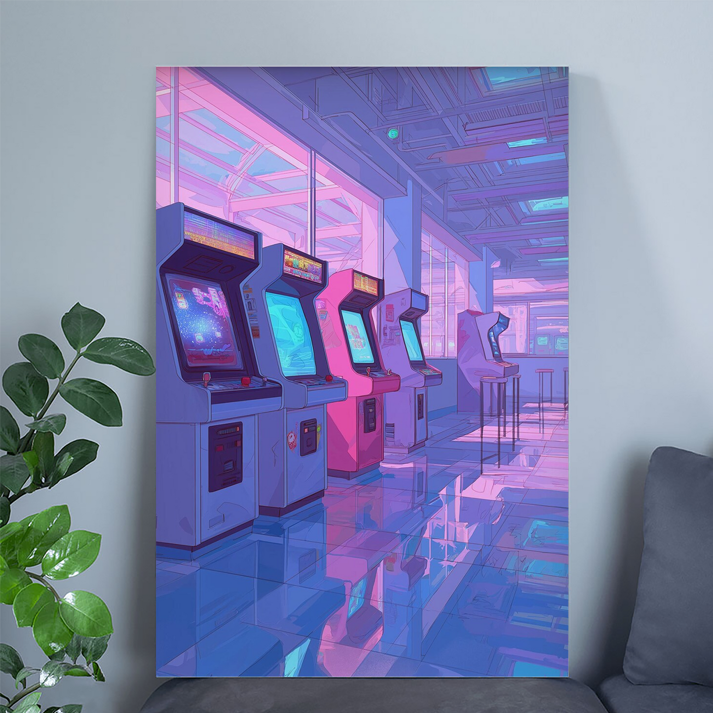 Lo-fi Arcade Art Print | Retro Gaming Wall Art | Neon Vaporwave Poster | Aesthetic Décor | Nostalgic City Pop Illustration