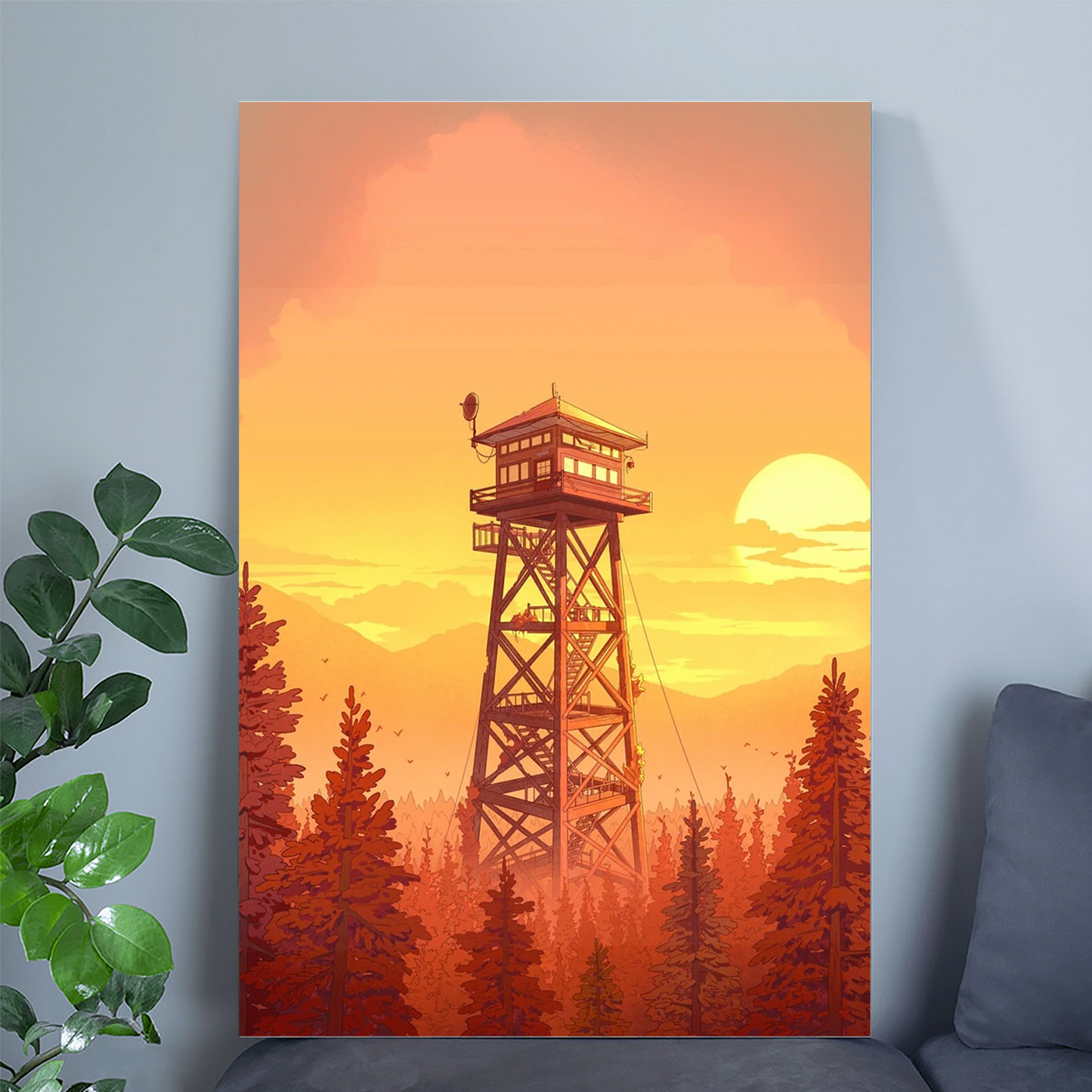 Fire Tower Lookout Art Print with Firewatch Nature Vibes