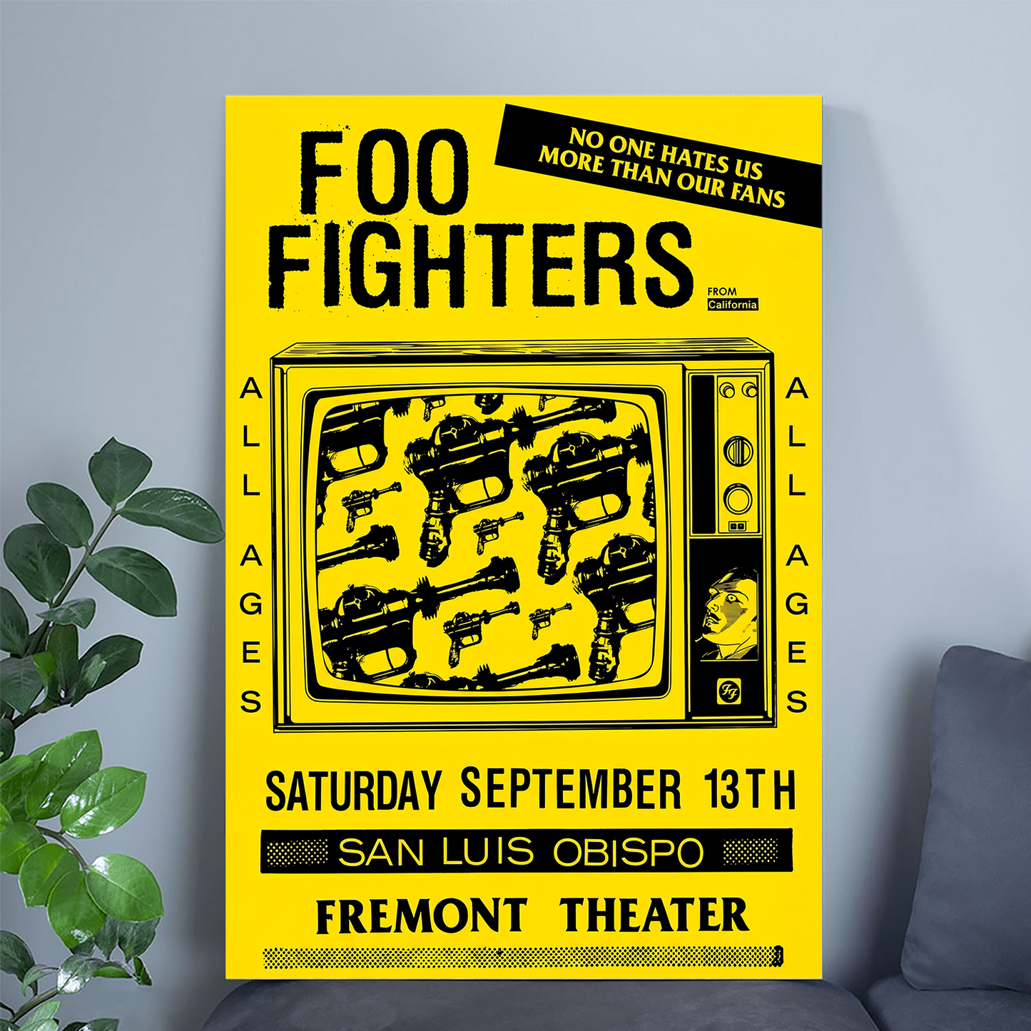 Foo Fighters September 13th 2025 San Luis Obispo Fremont Theater Poster Yellow Size 24''x36''