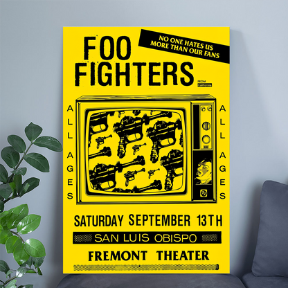 Foo Fighters September 13th 2025 San Luis Obispo Fremont Theater Poster Yellow Size 24''x36''