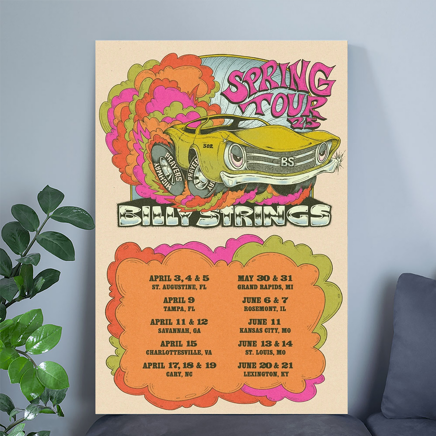 BILLY STRINGS Spring Tour 2025 Ltd Ed RARE Poster! Bluegrass Country Americana Size 24''x36''
