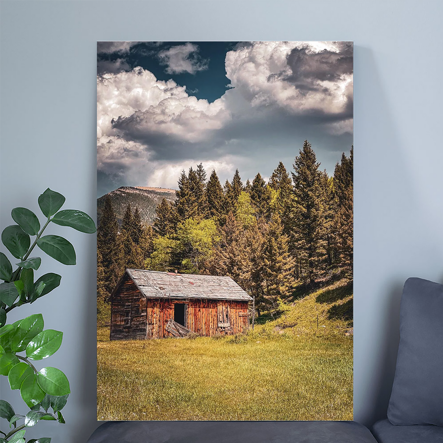 Rustic Cabin in the Woods Printable Poster, Abandoned Barn Wall Art, Mountain Landscape Photography