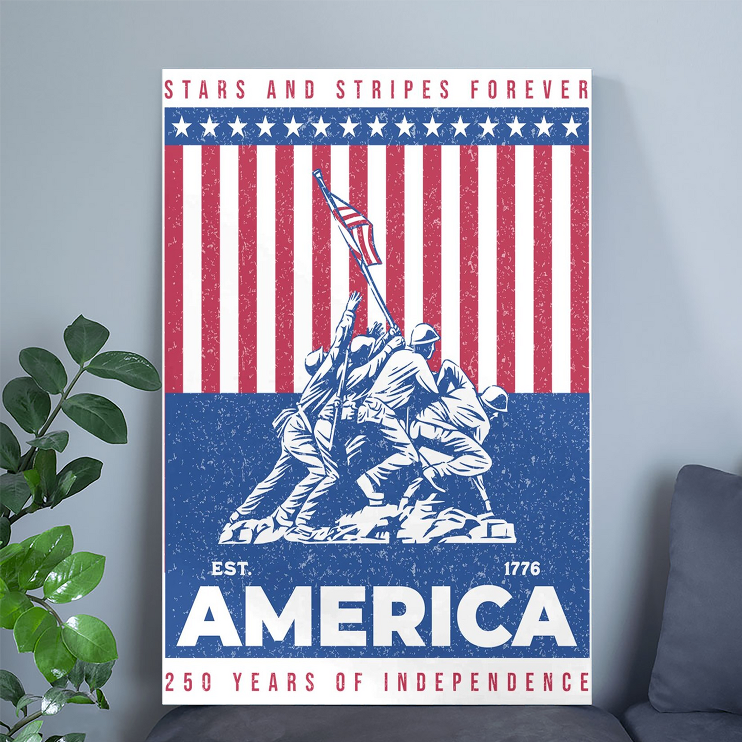 250 Years Poster, 1776-2026, Distressed American Flag Wall Art, Patriotic Rally Sign Decor