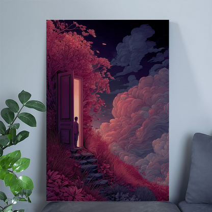 Surreal Fantasy Wall Art Poster, Dreamscape Portal Illustration Print, Mystical Modern Home Decor