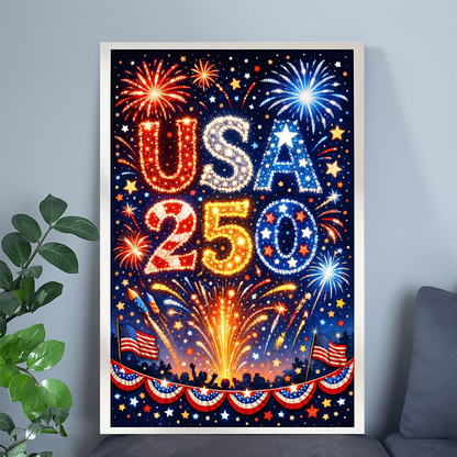 Semiquincentennial America 250 (1776–2026) Farmhouse Patriotic Decor – Rustic Independence Wall Print - Parchment Art