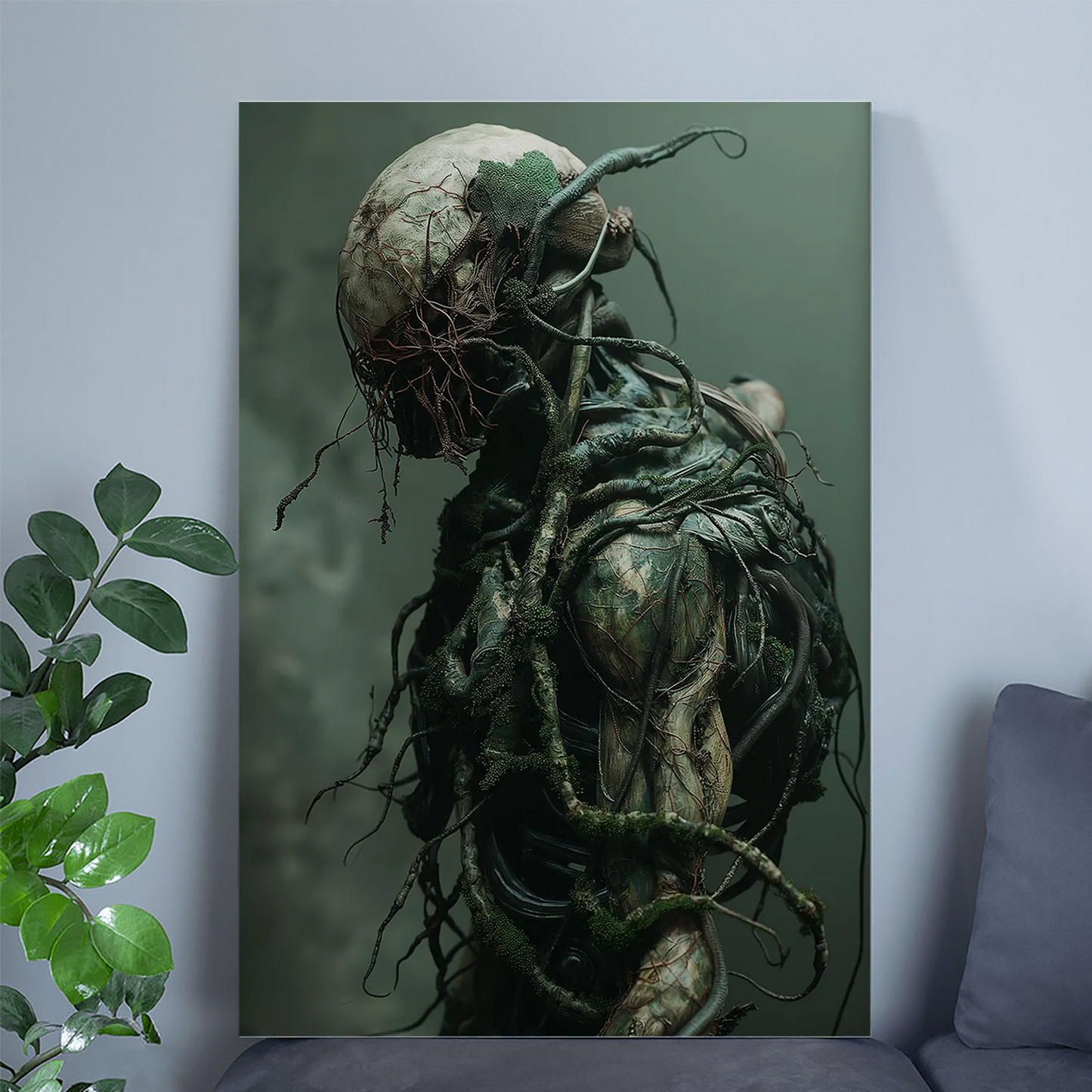 Nature-Machine Hybrid Figure - Biopunk Sci-Fi Wall Art