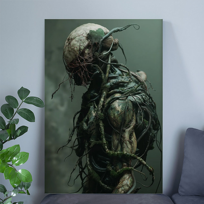 Nature-Machine Hybrid Figure - Biopunk Sci-Fi Wall Art