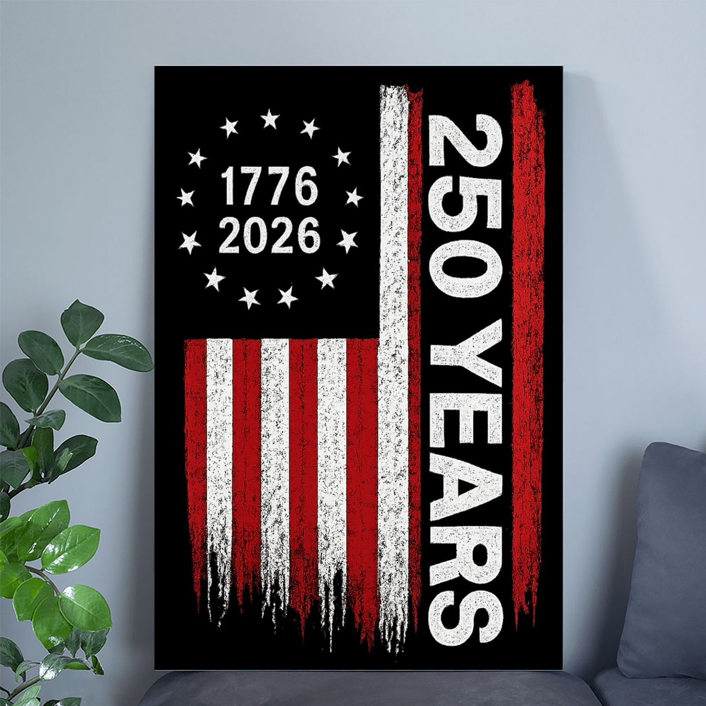 United States 250th Anniversary Wall Art, 1776–2026 Eagle Flag Patriotic Canvas Poster, Fourth of July American History Gift