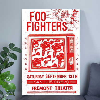 Foo Fighters September 13th 2025 San Luis Obispo Fremont Theater Music Poster Red Size 24''x36''