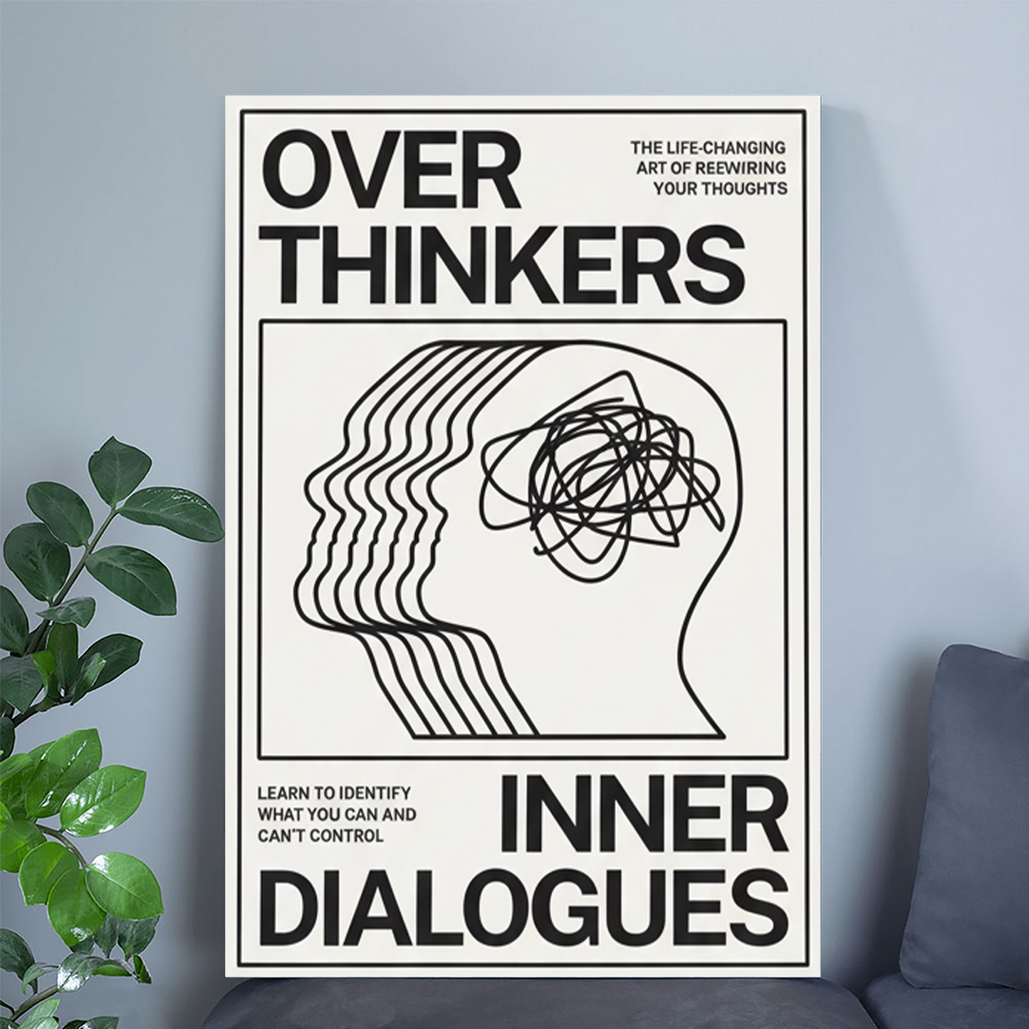 Overthinkers Typography Poster: Mid Century Modern Wall Art