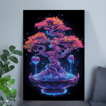 Futuristic Bonsai Tree Wall Art, Home Decor Poster