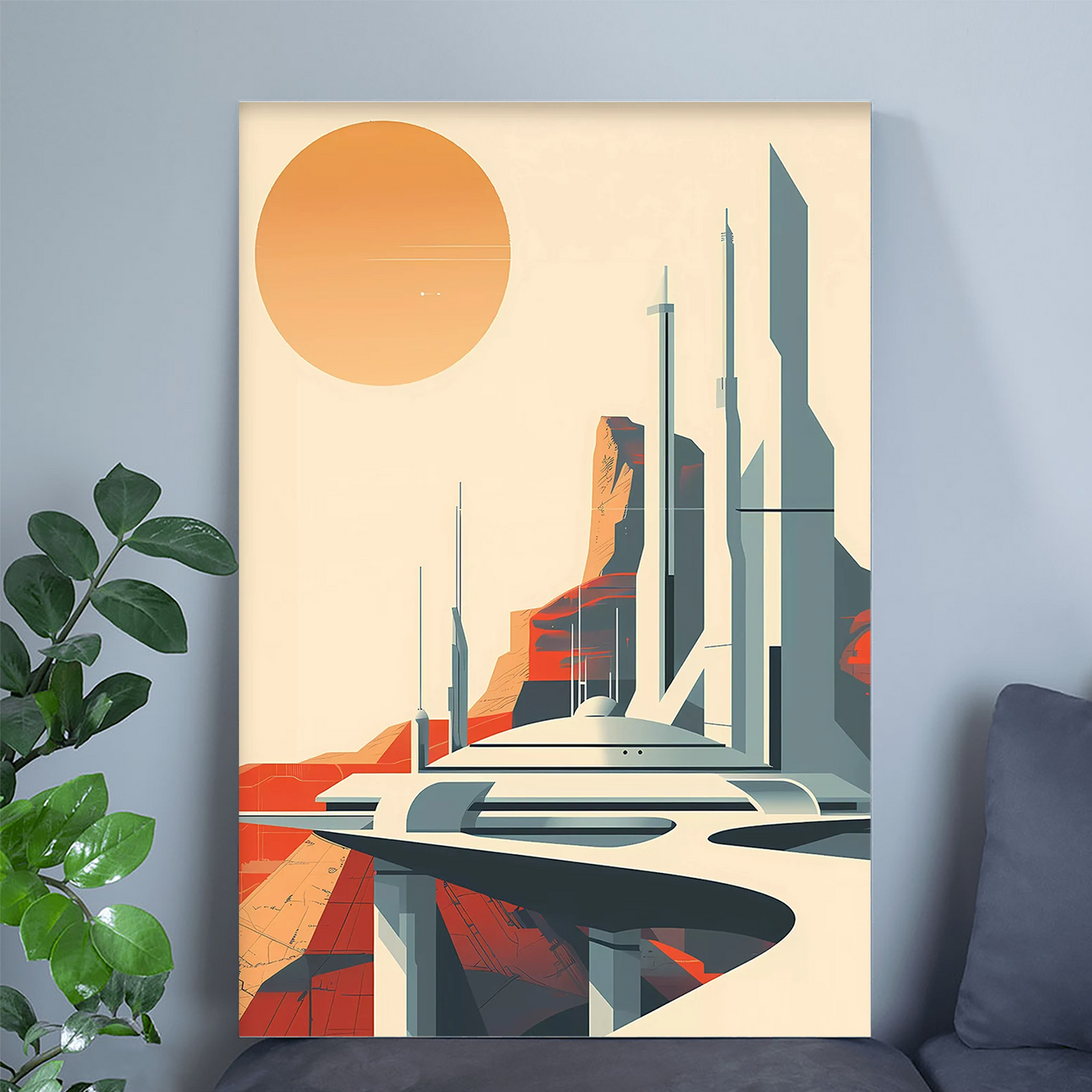 Vintage Future City print | Retro Futuristic Illustration | Retro Futuristic Sci-Fi Poster