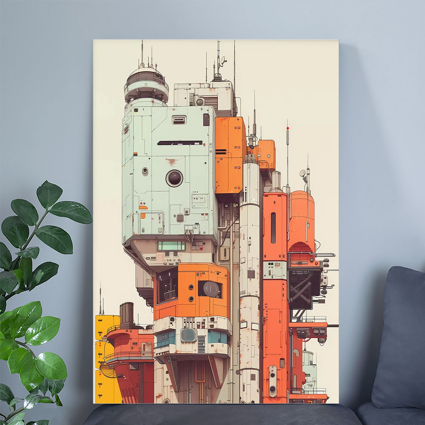 Futuristic Sci-Fi Cityscape Wall Art | Retro Cyberpunk Architecture Poster