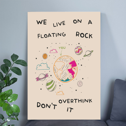 Don't Over Think It Quote Print | Girly Pink Preppy Printable Dorm Room Art | Trendy Inspirational & Motivational Typography