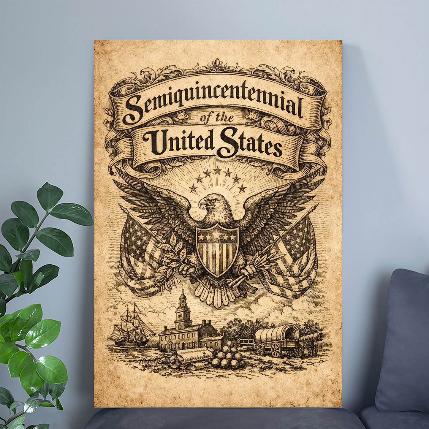 America 250 (1776–2026) Farmhouse Patriotic Decor – Rustic Independence Wall Print - Chalkboard Art