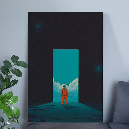 Made it back - Astronaut Portal Wall Art - Surreal Space Doorway - Minimalist Sci Fi Artwork - Sci-Fi Poster