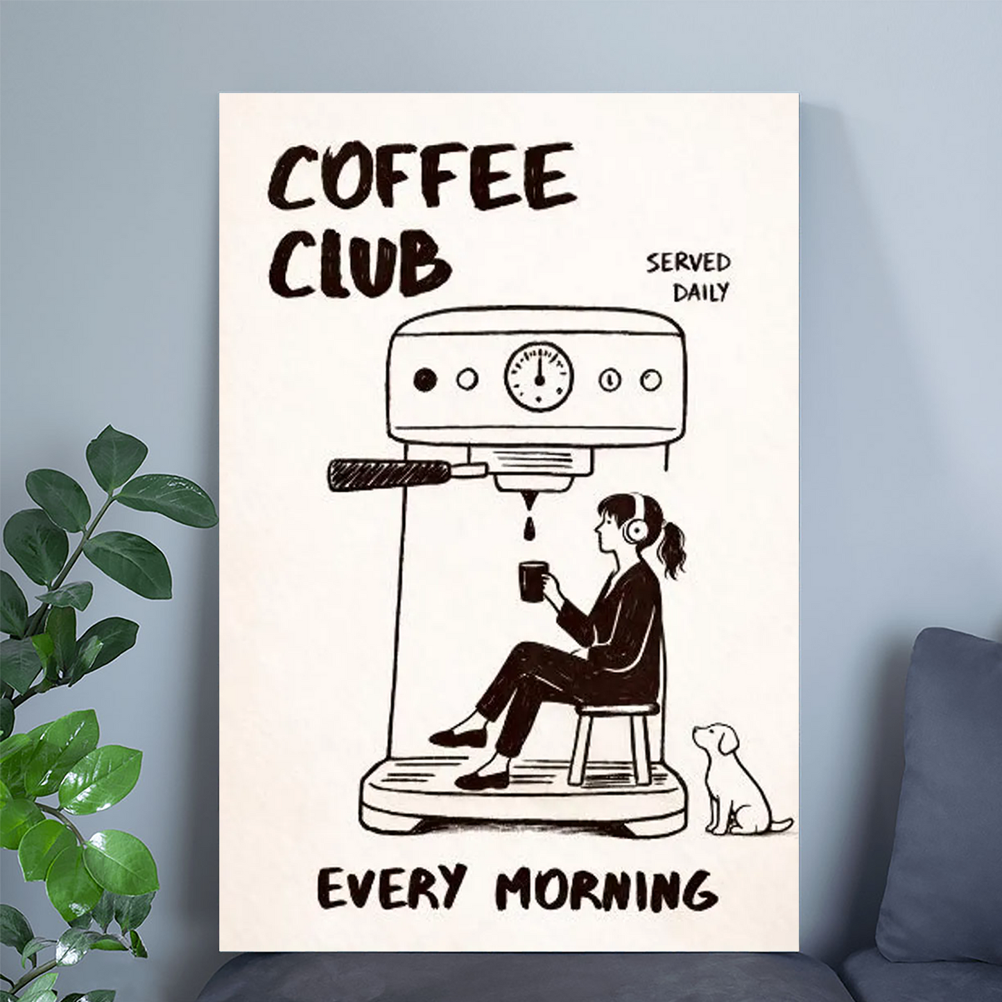 Coffee Club Art Print | Espresso Poster | Blue Kitchen Decor | Cafe Wall Art Style 2
