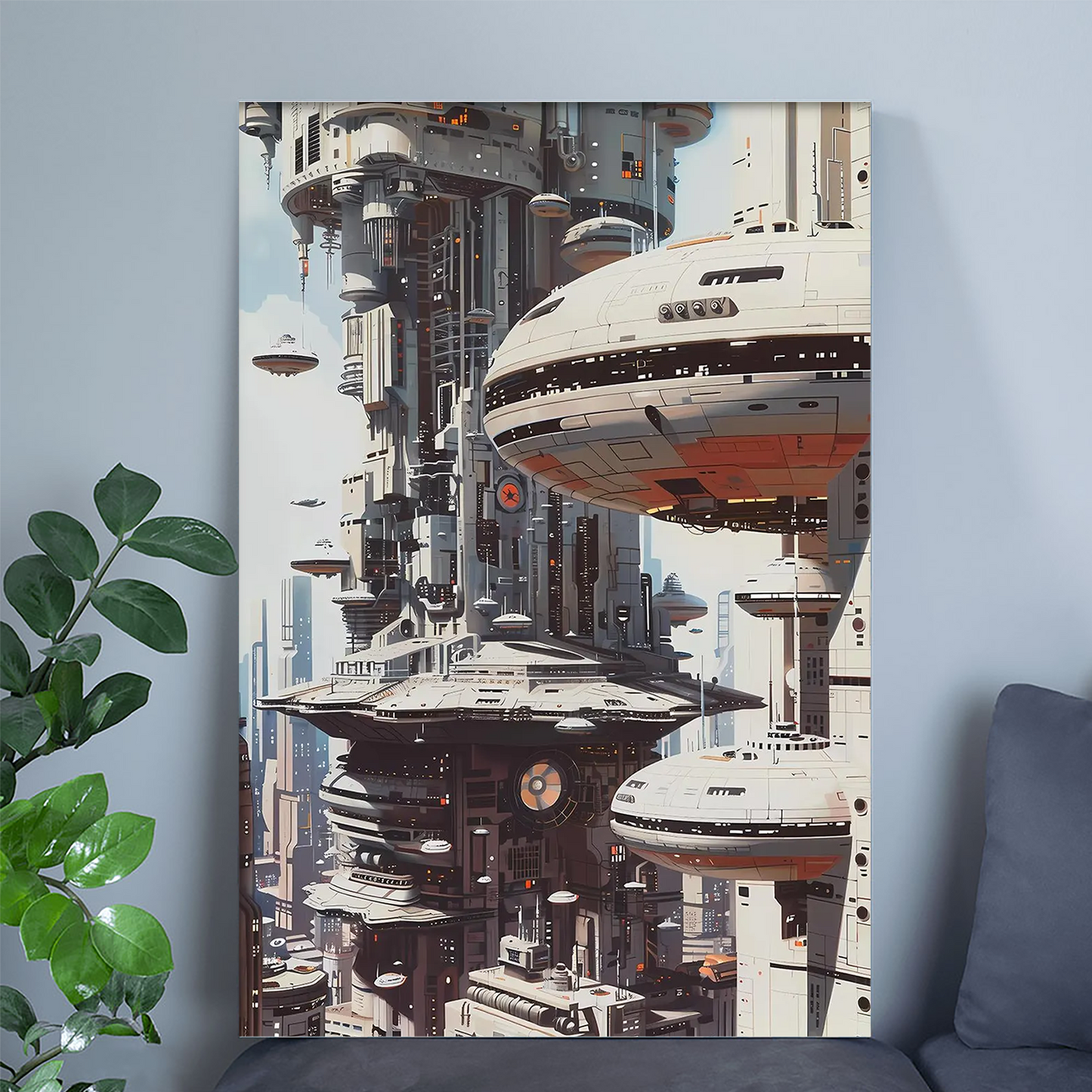 Futuristic Sci-Fi Cityscape Art Print – High Tech Futuristic Building Poster