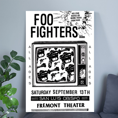 Foo Fighters September 13th 2025 San Luis Obispo Fremont Theater Music Poster Black White Size 24''x36''