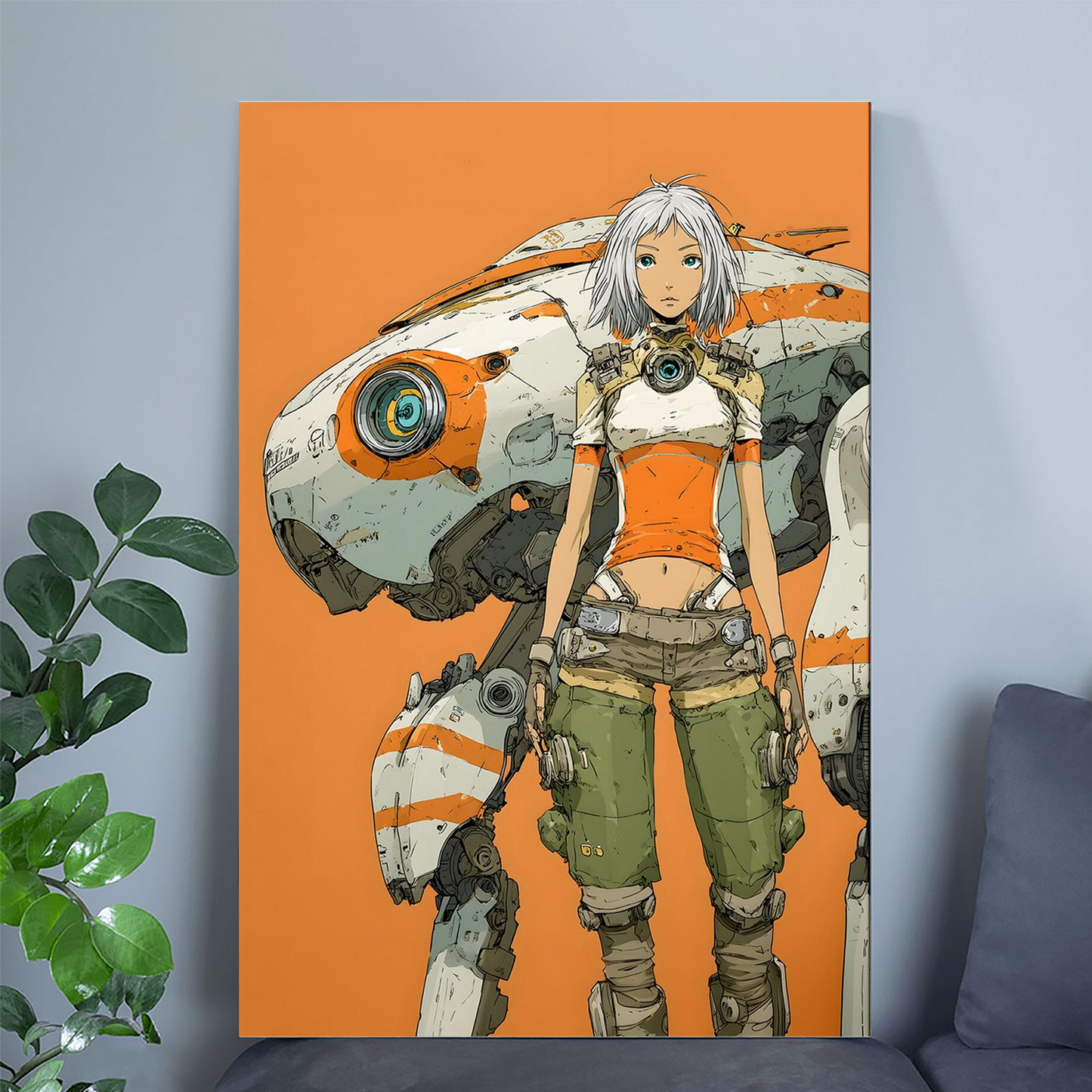 Cyberpunk Mecha Print: Sci-Fi Poster