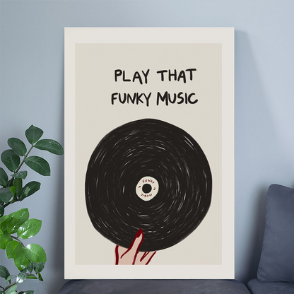 Play That Music Wall Art, Retro Vinyl Poster, Retro Record Print, Music Wall Art, Record Player Art Print, Groovy Music Print