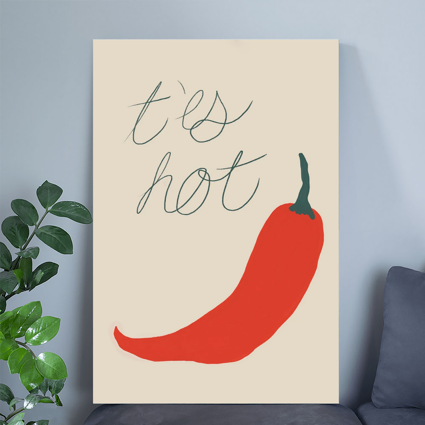 T'ES HOT // Abstract Poster, Minimalist Art Print, Hot Pepper Poster, Funny Quote,