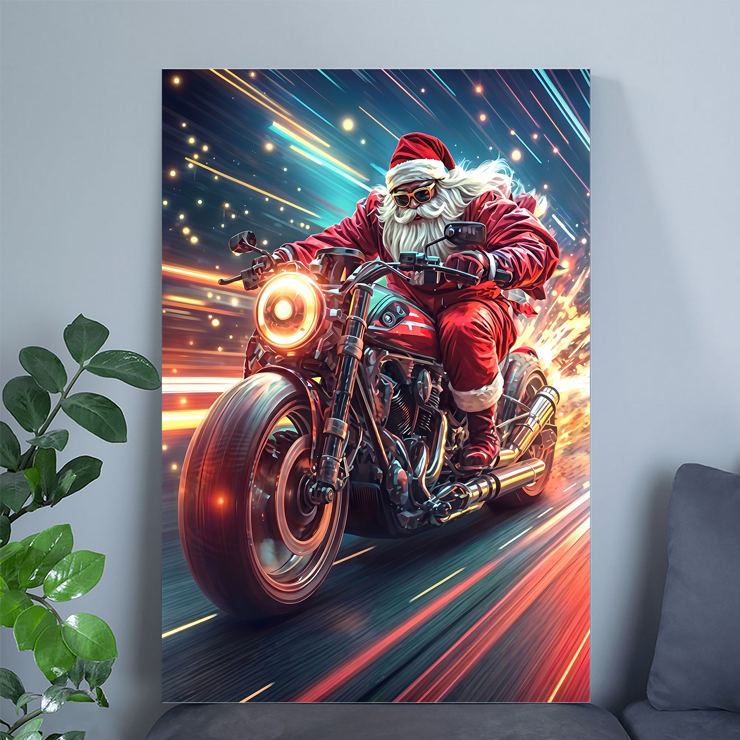 Christmas Decor- Speedy Santa Style Poster, One Sheet Wall Size 24''x36''