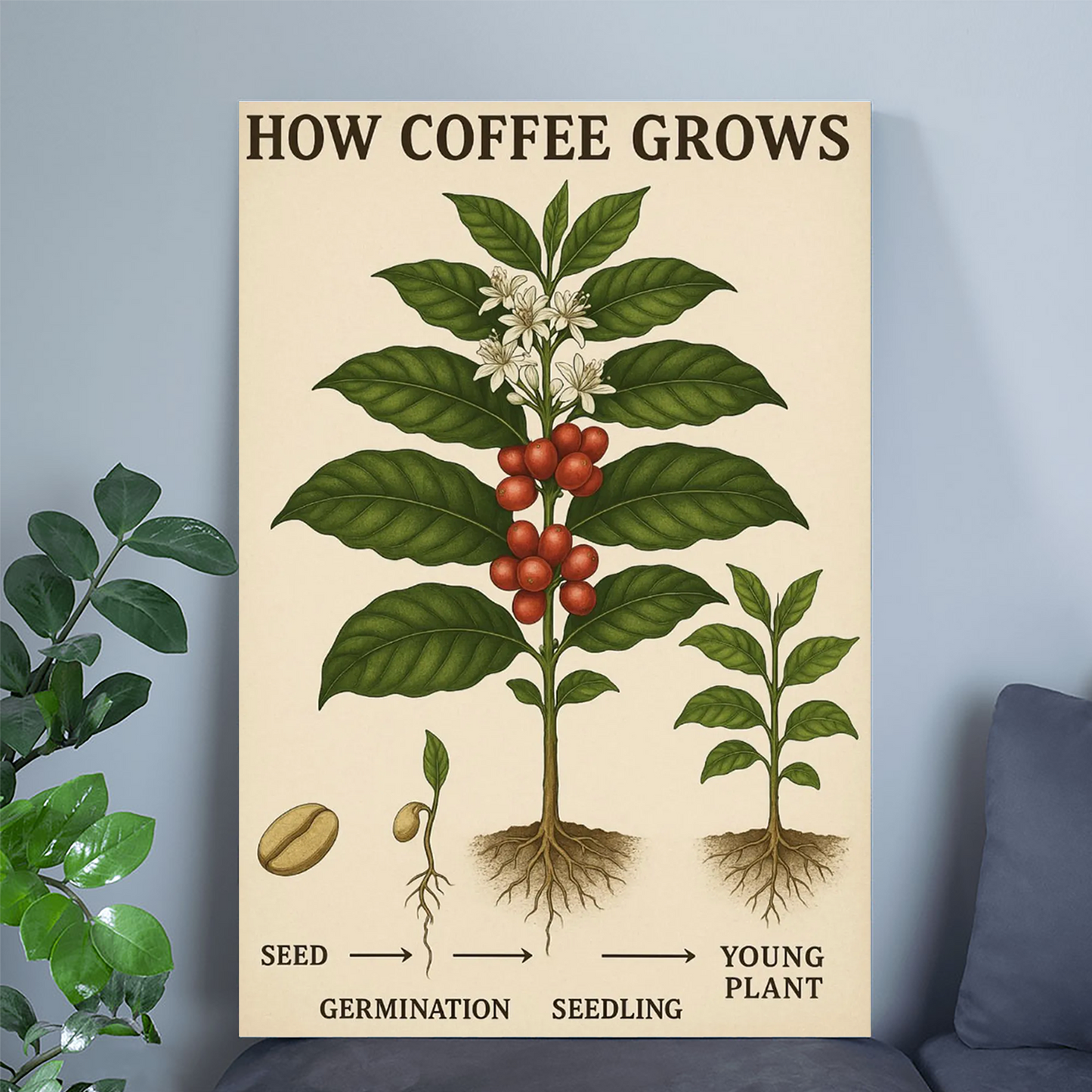 Coffee Plant Poster - Coffee Art Poster - Coffee Decor Poster - Coffee Wall art - Gift For Coffee Lovers