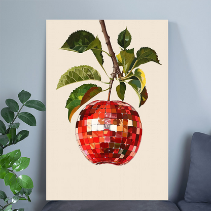 Kitchen Decor- Red Disco Apple Wall Art Poster Size 24''x36''