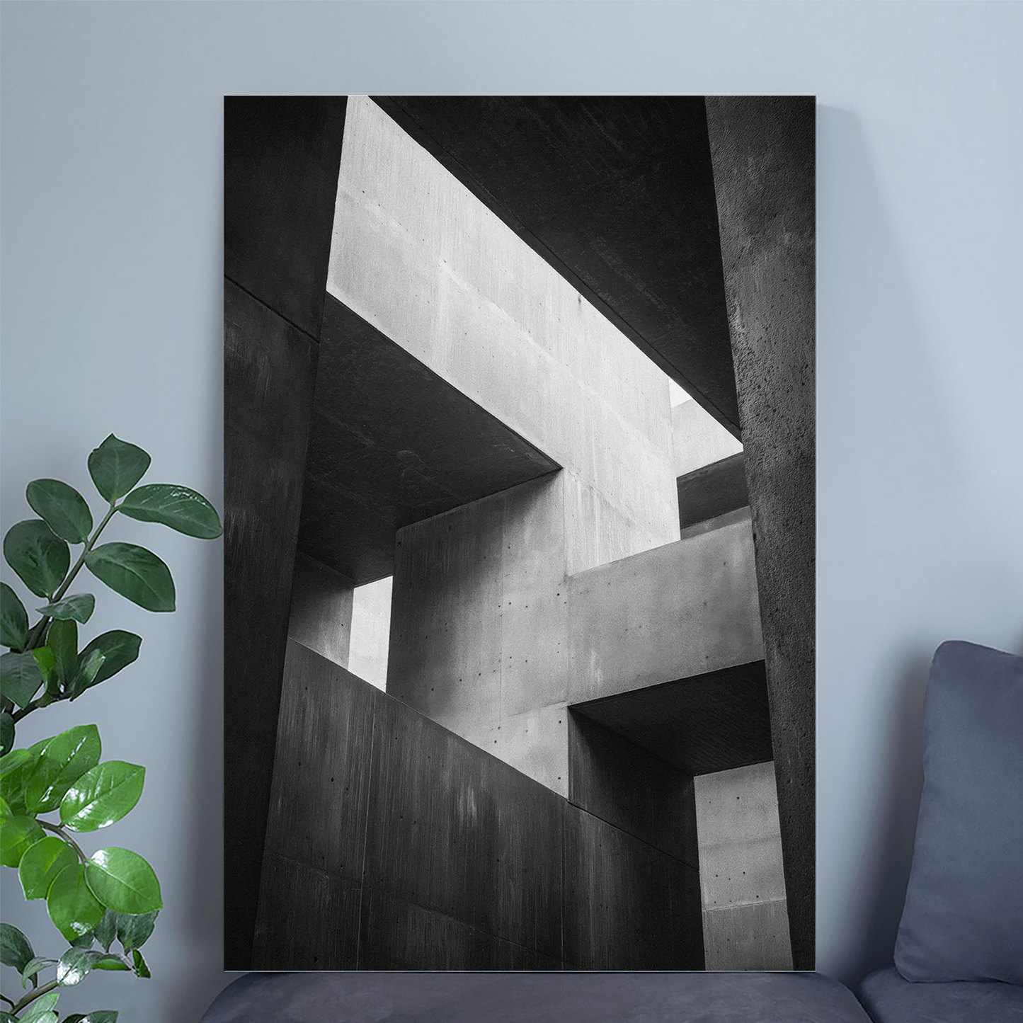 Brutalist Architecture Print: Abstract Concrete Interior, Geometric Art